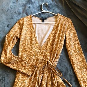 Tan multi print dress